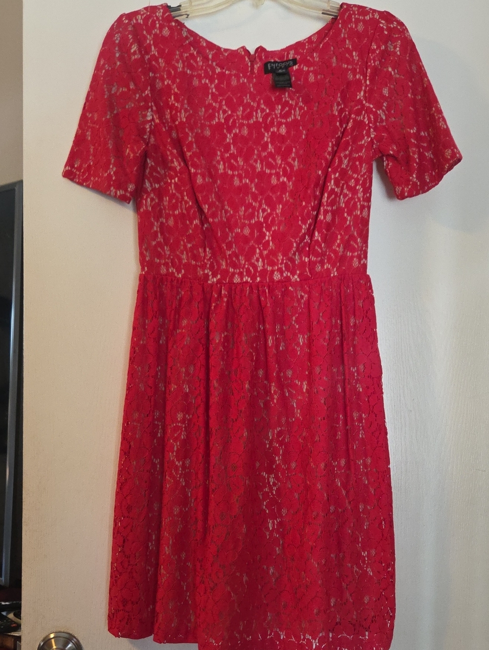 Enfocus Studio Red Lace Scoop-Neck Fit & Flare Dress